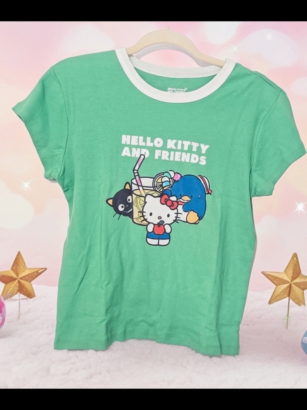 Hello Kitty and Friends Green Ringer Tee - Picture 2 of 4